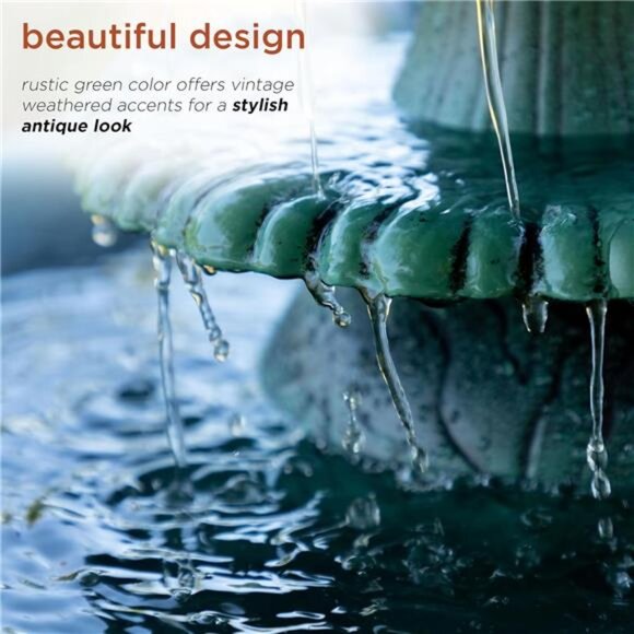 Corporation TEC106 Outdoor 3 Tiered Pedestal Water Fountain and Birdbath - Picture 6 of 7